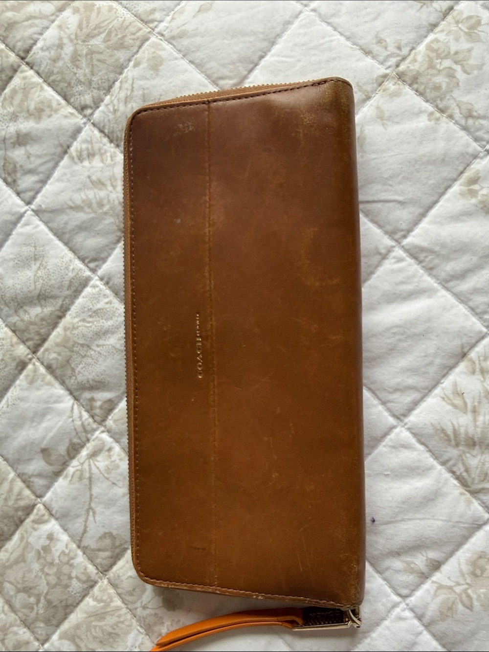 Coach Brown Zip-Around Leather Wristlet Wallet